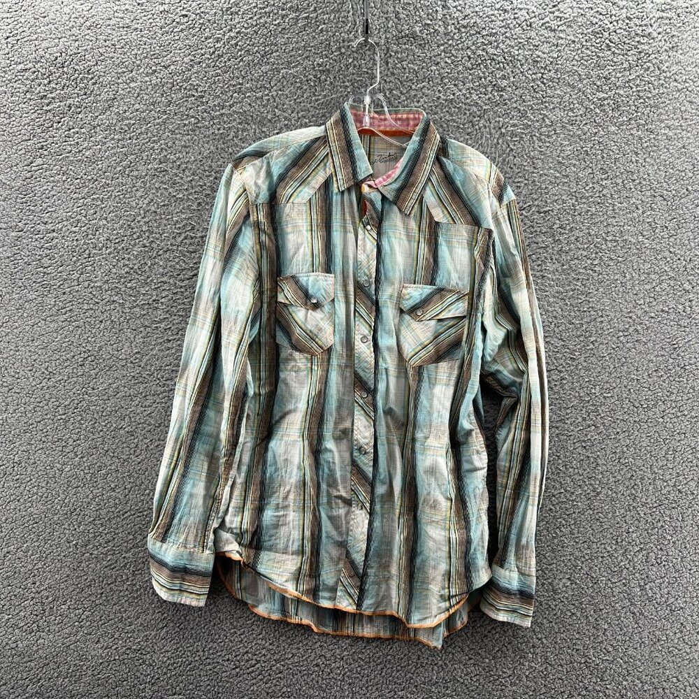 Arnold Zimberg Hollywood California Pearl Snap Shirt Mens M Long Sleeve Multicol